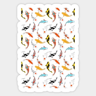 Koi Fish | Seamless Pattern | Teal Colour Background | Koi Design Sticker